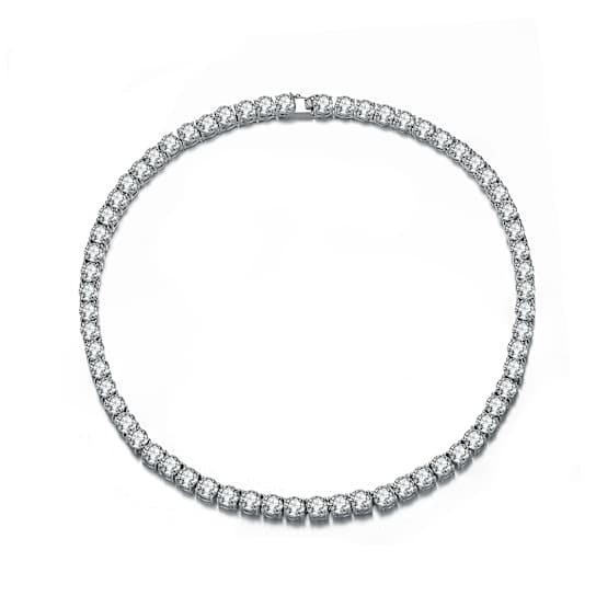 CZ Tennis Necklace In Sterling Silver 16 Inch
