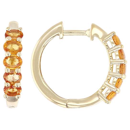 Yellow Sapphire Oval Hoop Earrings In 18K Gold Over Sterling Silver 1.98ctw