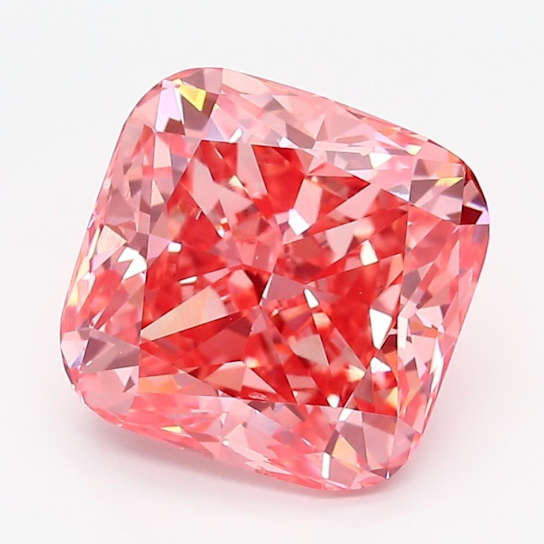 3.15ct Vivid Pink Cushion Lab-Grown Diamond SI1 Clarity IGI Certified