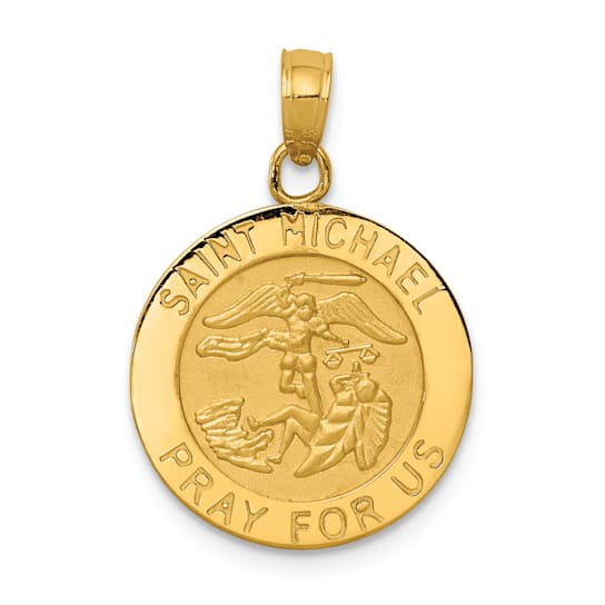 14K Yellow Gold Saint Michael Medal Pendant