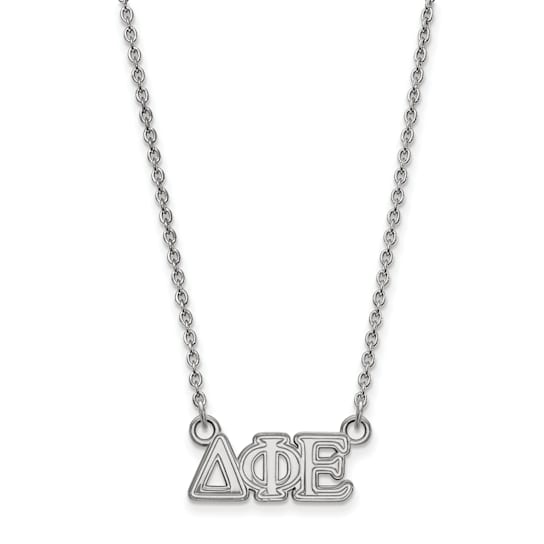 Rhodium Over Sterling Silver LogoArt Delta Phi Epsilon Extra Small
Pendant Necklace