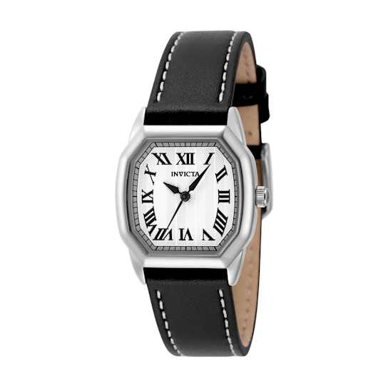 Invicta Wildflower 27mm White Dial Black Leather Strap Watch