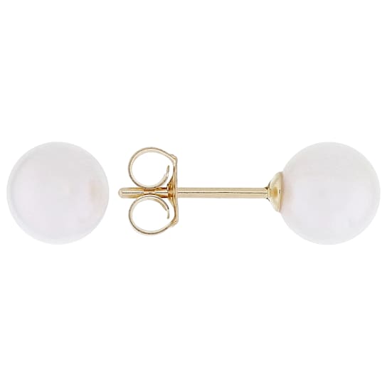 Akoya Pearl Stud Earrings In Solid 14K Gold