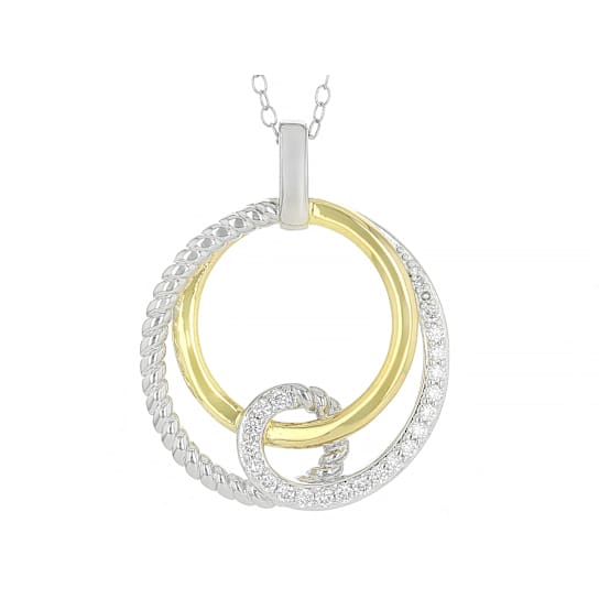 Elegant Lab-Grown Diamond Rope-Motif Pendant Necklace In Two-Tone Gold