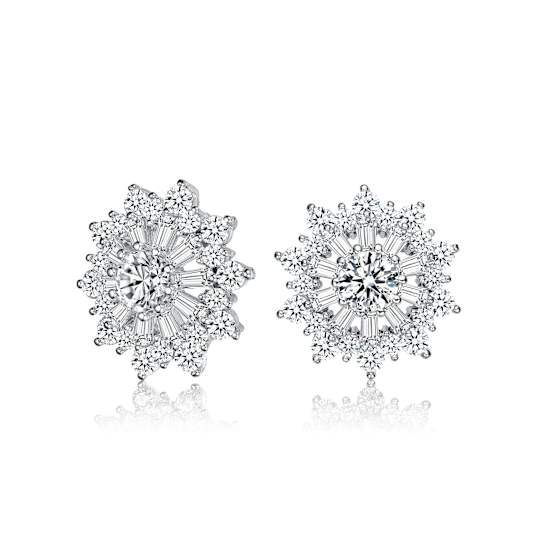 CZ Wreath Stud Earrings In Sterling Silver