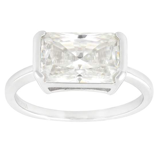 Moissanite Radiant-Cut Solitaire Ring In Platinum-Enhanced Sterling
Silver 4.00ctw Diamond Equivalent Weight