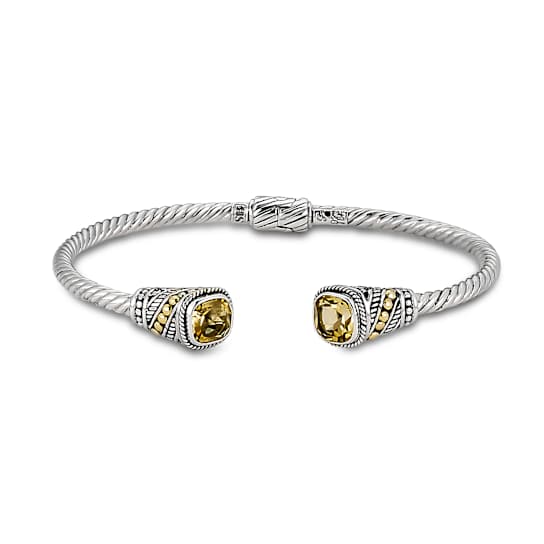 Citrine Twisted Cable Cuff Bracelet In Sterling Silver With 18K Gold
Accents 4.50ctw