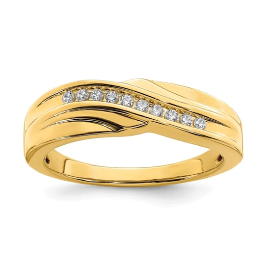 14K Yellow Gold Men's Diamond Band 0.15ctw
