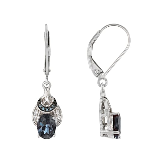 Lab Created Alexandrite Rhodium Over Sterling Silver Earrings 1.67ctw