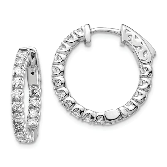 Rhodium Over 14K White Gold Oro Spotlight Lab Grown Diamond SI+, H+,
Hoop with Safety Clasp Earrings