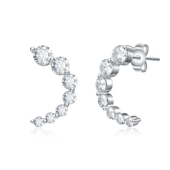 Moissanite Open Cuff Huggie Earrings In Sterling Silver 0.96ctw