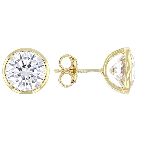 Large Bezel Set CZ Stud Earrings in 18K Gold Over Sterling Silver