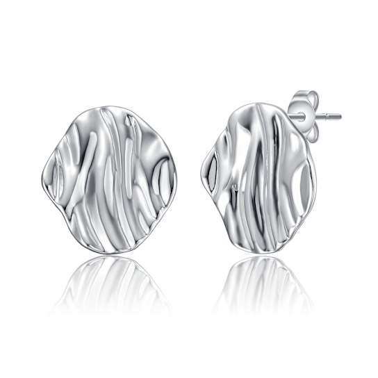 Rippled Stud Earrings In Sterling Silver