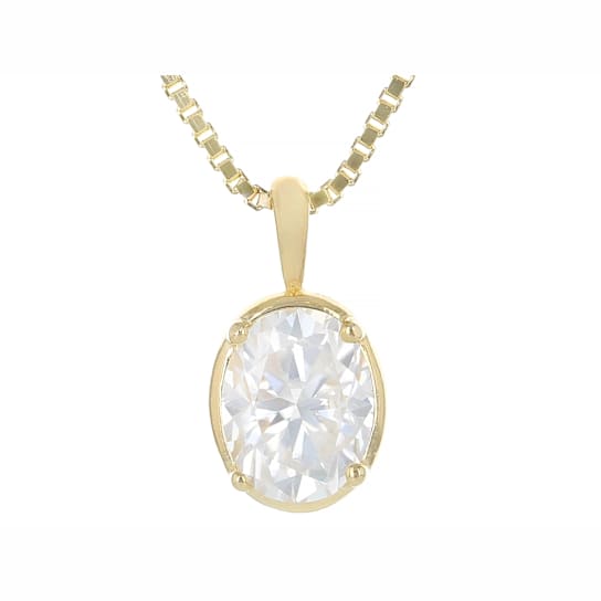 Moissanite Oval Solitaire Pendant In 14K Gold Over Sterling Silver
2.10ctw Diamond Equivalent Weight