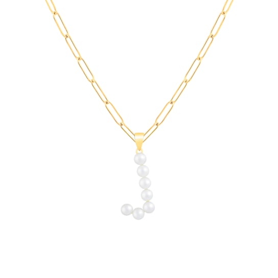Letter J Initial Cultured Pearl Pendant Necklace In 18K Gold Over
Sterling Silver