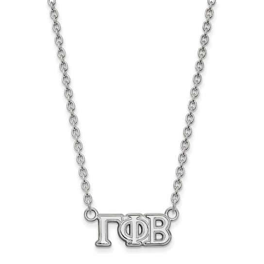 Rhodium Over Sterling Silver LogoArt Gamma Phi Beta Small Pendant Necklace