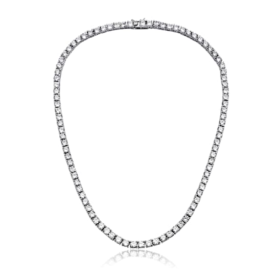 CZ Tennis Necklace In Sterling Silver