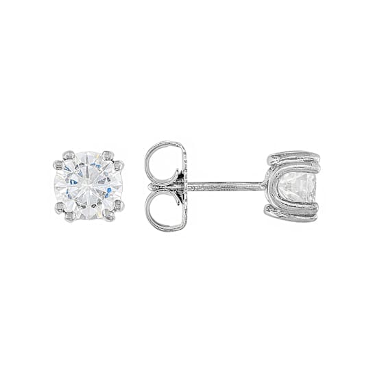 Moissanite Stud Earrings In Platinum-Enhanced Sterling Silver 1.00ctw
Diamond Equivalent Weight