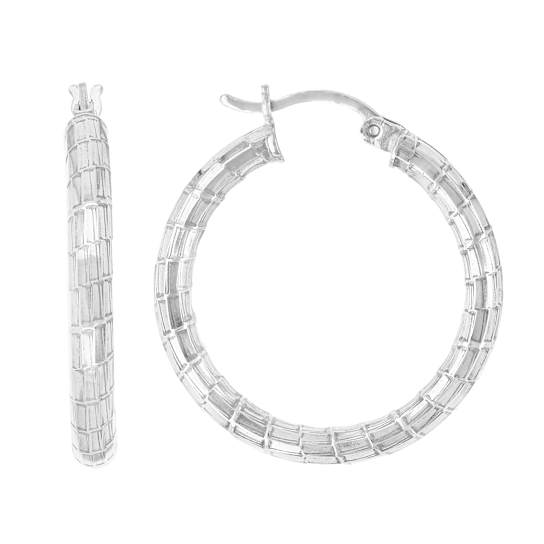 Diamond-Cut Hoop Earrings In Sterling Silver