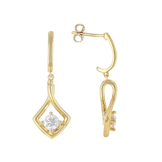 Lab-Grown Diamond Dangle Earrings In 14K Gold Over Sterling Silver 0.50ctw