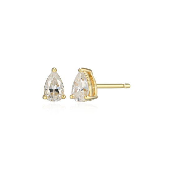 Pear Shape Moissanite 14k Yellow Gold Over Silver Stud Earrings 0.50ctw DEW
