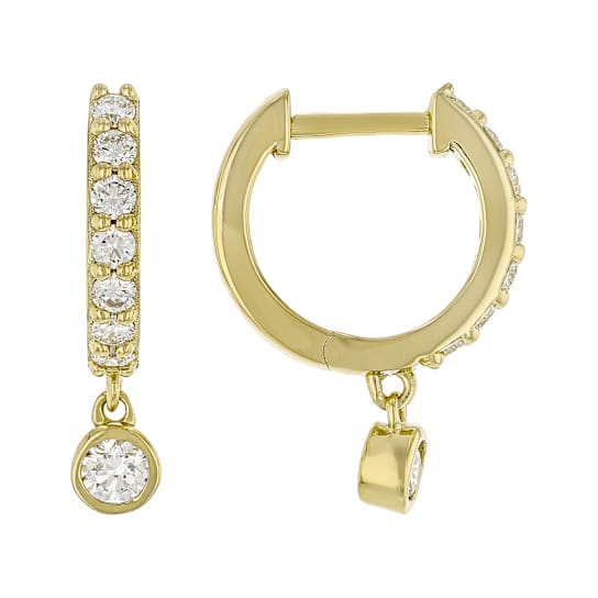 Lab-Grown Diamond Huggie With Charm Earrings In 14K Gold Over Sterling
Silver 0.60ctw