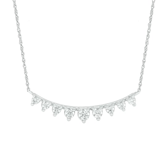 Diamond Bar Necklace In 10K White Gold 0.20ctw