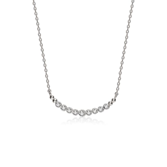 CZ Bar Necklace In Sterling Silver 16 Inch