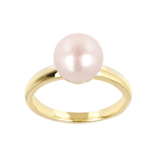 Blush Pearl Solitaire Ring in 14K Gold Over Sterling Silver