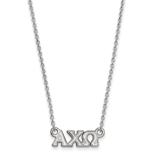 Rhodium Over Sterling Silver LogoArt Alpha Chi Omega Extra Small Pendant Necklace