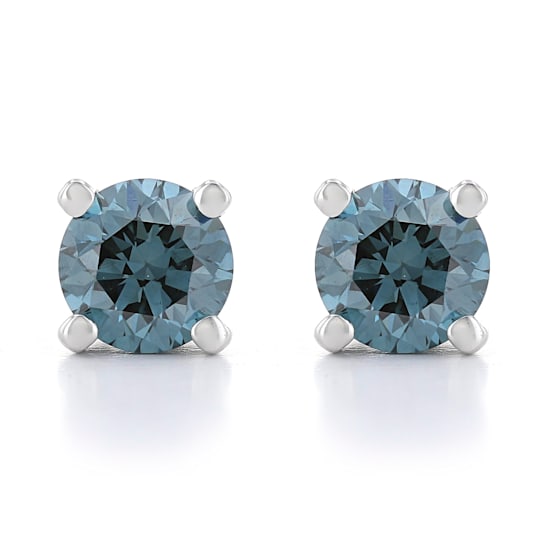 Blue Lab-Grown Diamond 14K White Gold Stud Earrings 0.50ctw