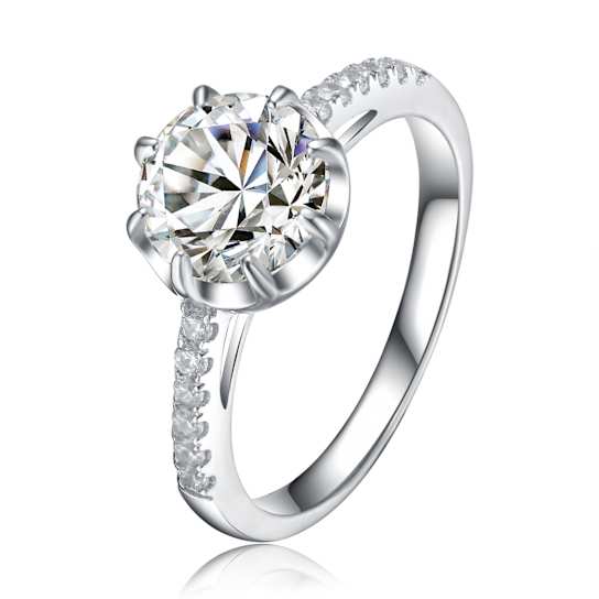 CZ Solitaire Ring In Sterling Silver