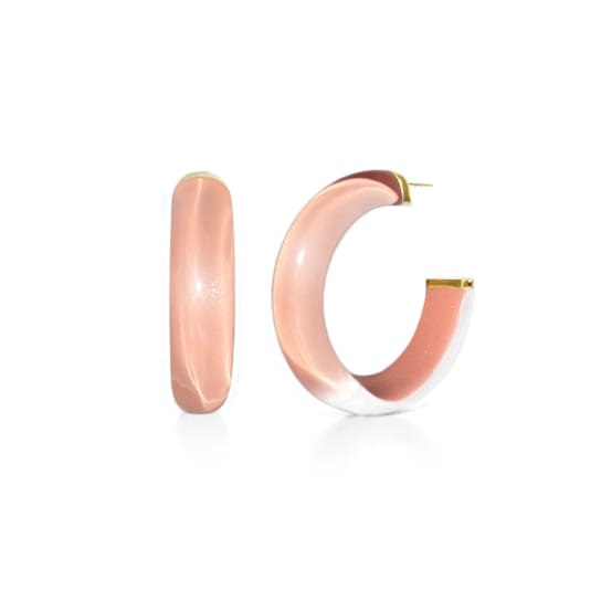 14K Yellow Gold Over Sterling Silver Small Illusion Acrylic Hoop
Earrings in Rose Gold Color