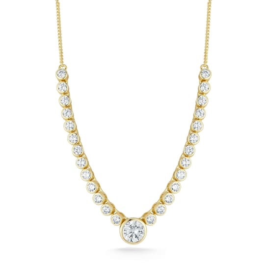 Rachel Zoe CZ Tennis Necklace with Round Center Stone in 14K Gold Over
Sterling Silver