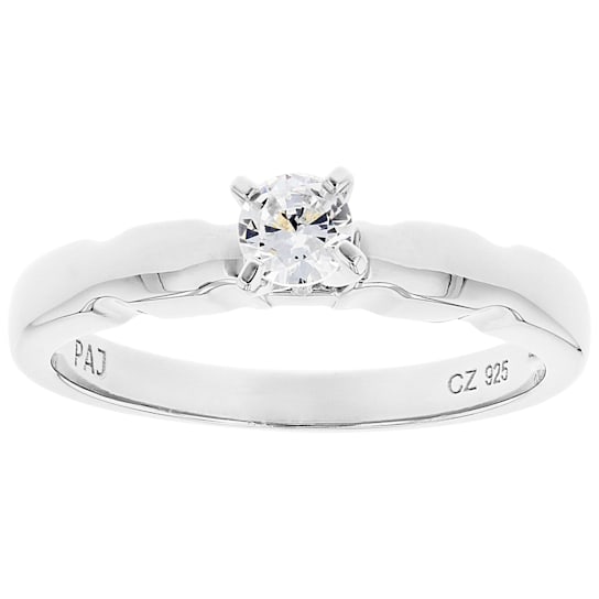 CZ Solitaire Ring In Sterling Silver 0.40ctw