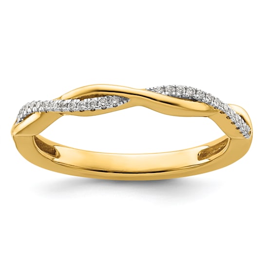 14K Yellow Gold Stackable Expressions Diamond Twist Ring 0.084ctw