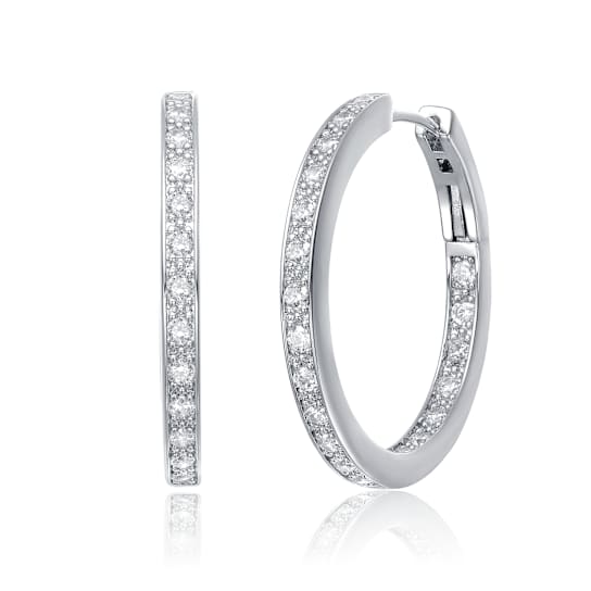 CZ Huggie Earrings In Sterling Silver