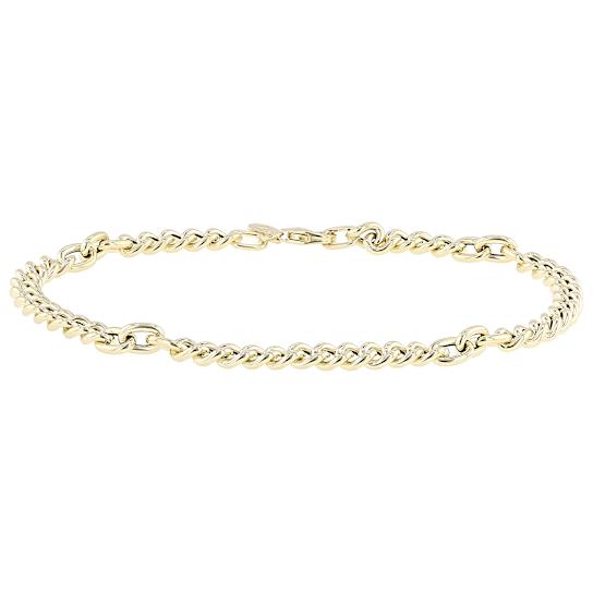 Italian Grumetta Collection Curb Station Bracelet In Solid 14K Yellow
Gold 4.2mm