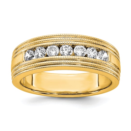14K Yellow Gold Lab Grown Diamond SI1/SI2, G H I, Polish and Satin Men's Ring