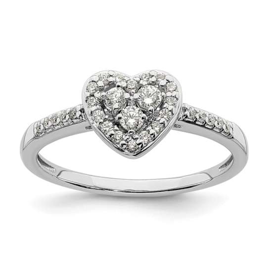 Rhodium Over 10K White Gold Lab Grown Diamond Cluster Heart Engagement
Ring 0.266ctw