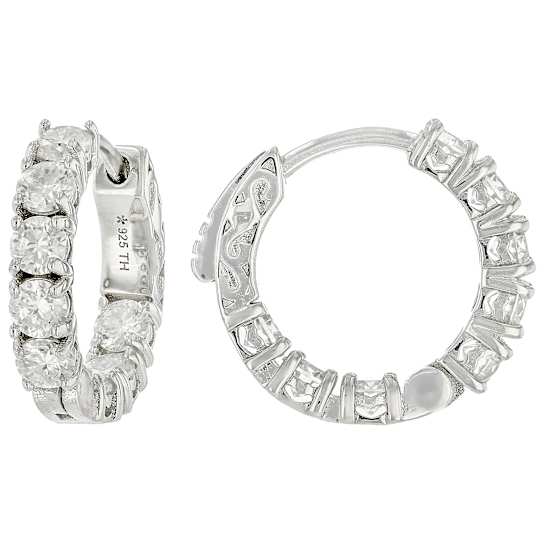 Moissanite Inside-Out Hoop Earrings in Platinum-Enhanced Sterling Silver