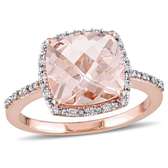 3.90ctw Morganite And Diamond 14k Rose Gold Halo Ring