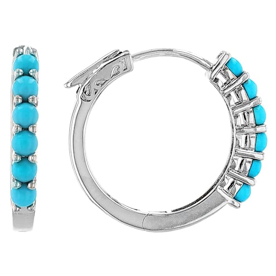 Turquoise Huggie Hoop Earrings In Sterling Silver