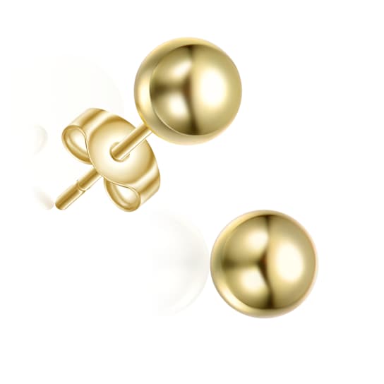 Polished Ball Stud Earrings In 14K Gold Over Brass