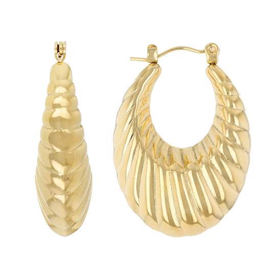 Oversized Textured Hoop Earrings In Gold-Tone