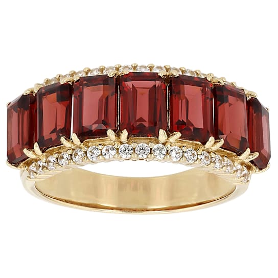 Garnet Statement Band Ring In 18K Gold Over Sterling Silver 4.79ctw