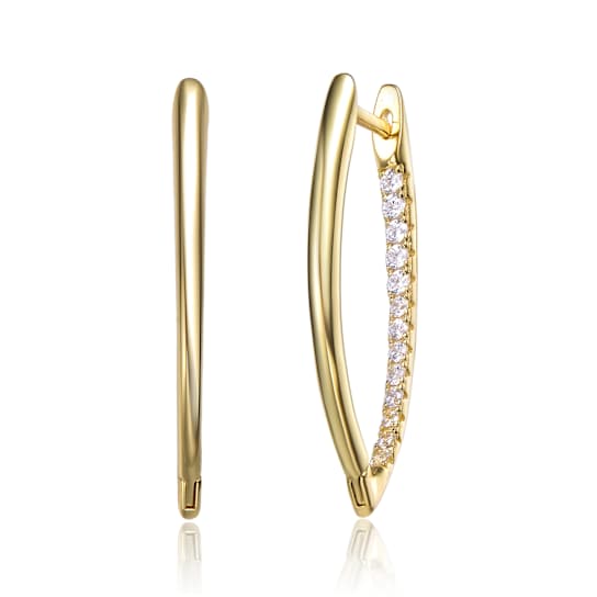 Marquise-Shaped CZ Inside-Out Hoop Earrings In 14K Gold Over Sterling Silver