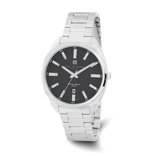 Charles Hubert Men's 42mm Stainless Steel Black Dial Watch