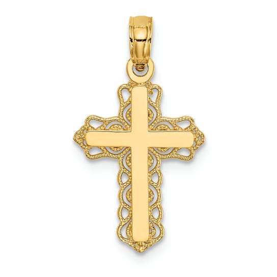 14k Yellow Gold Budded Cross Charm