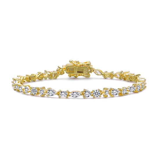 CZ Tennis Bracelet In 14K Gold Over Sterling Silver